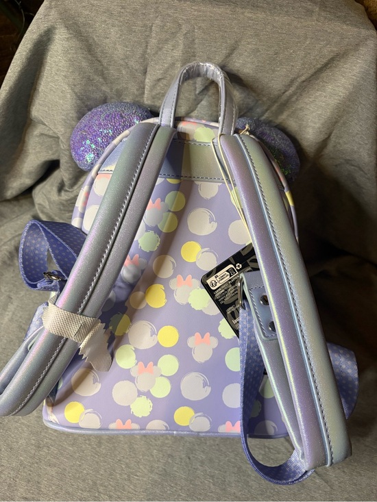 Loungefly Lavender Minnie Mouse Iridescent Bow Mini Backpack
